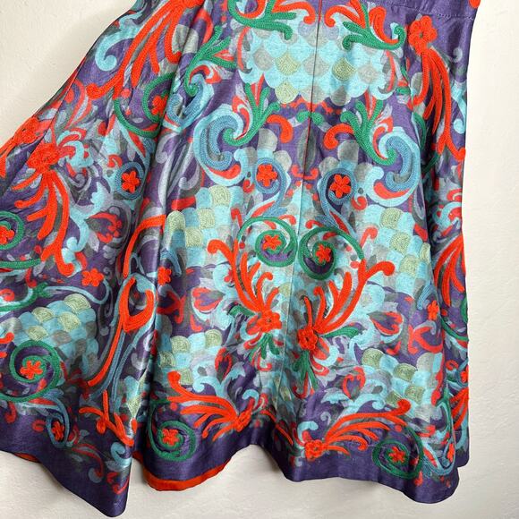 Anthropologie Pankaj & Nidhi Octave Floral Embroidered Applique Mini Dress 0 - Picture 11 of 15